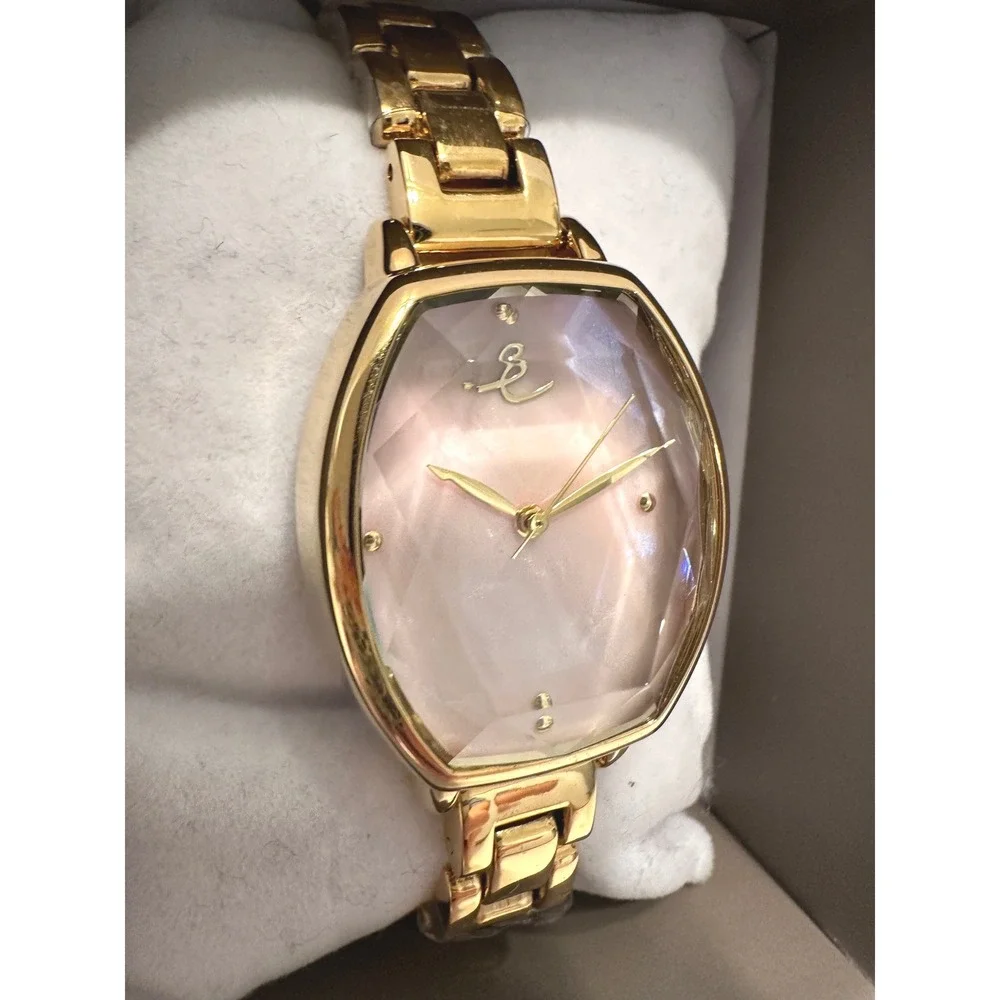 Ettika Classic Triple‎ Link Bracelet Watch Gold Pink MOP Tonneau Dial NEW